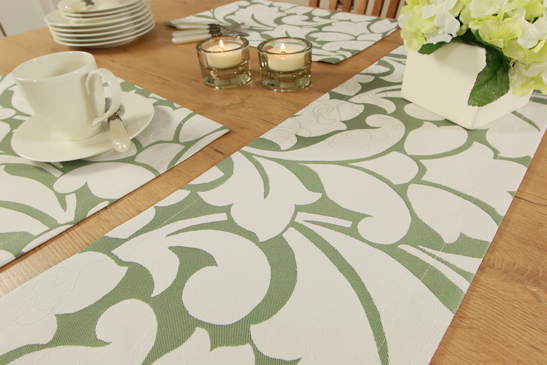 Tischläufer Queens Smaragdgrün Muster Breite 40 cm