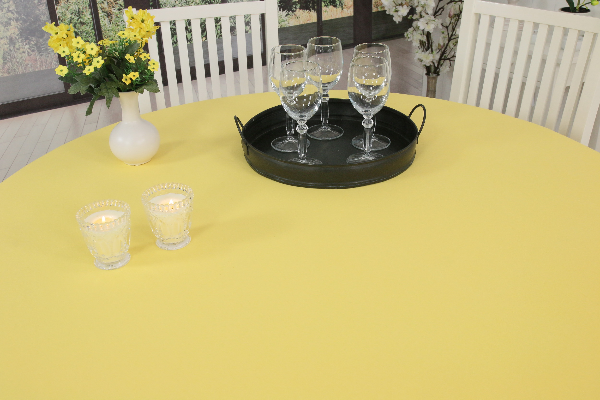 Tischdecke gelb uni Breite 90 cm OVAL
