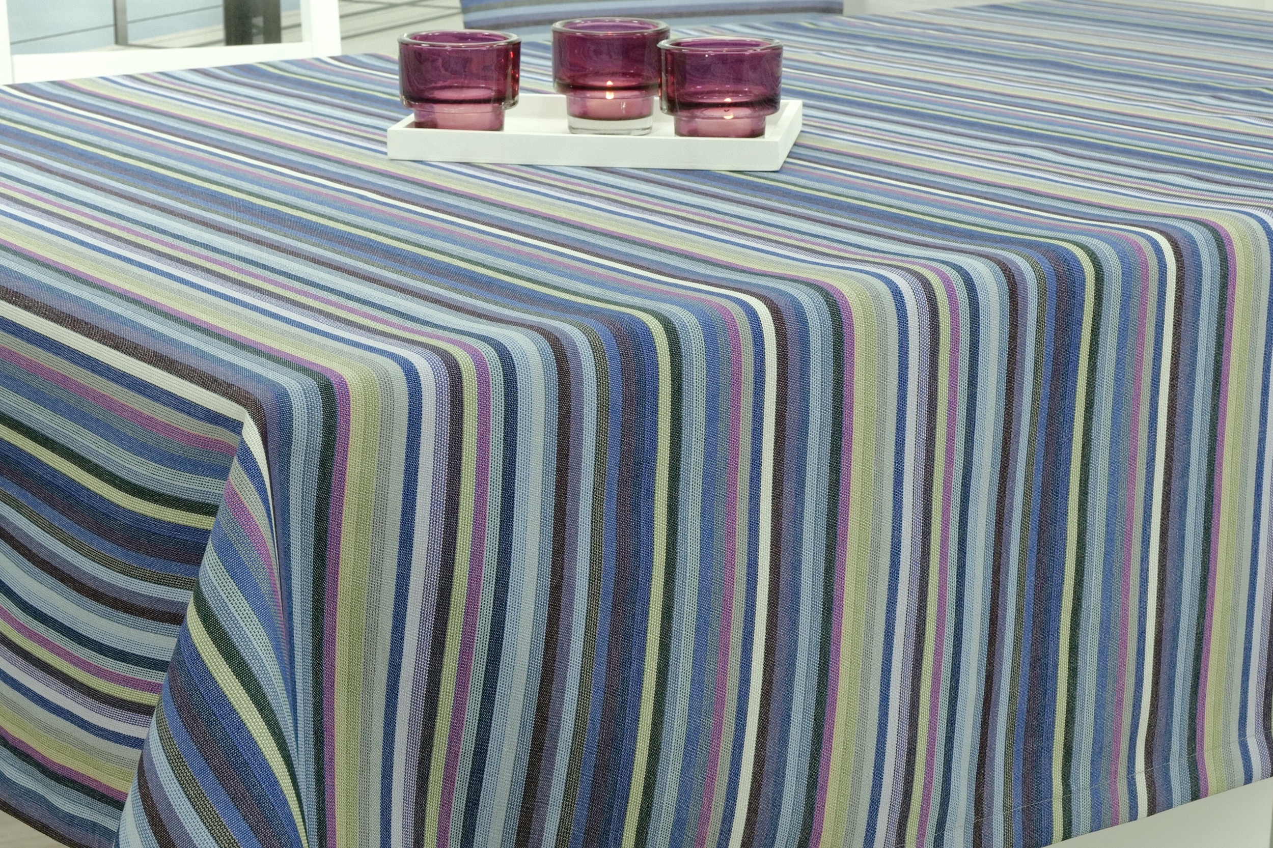 Tischdecke mit Fleckschutz Purpur striped Outside Breite 90 cm