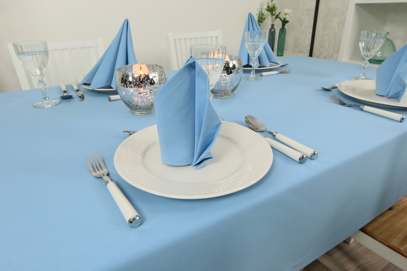 Tischdecke Hellblau uni Breite 150 cm
