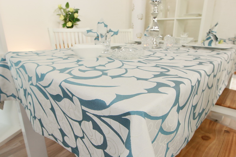 Tischwäsche Queens Azurblau Muster Breite 160 cm