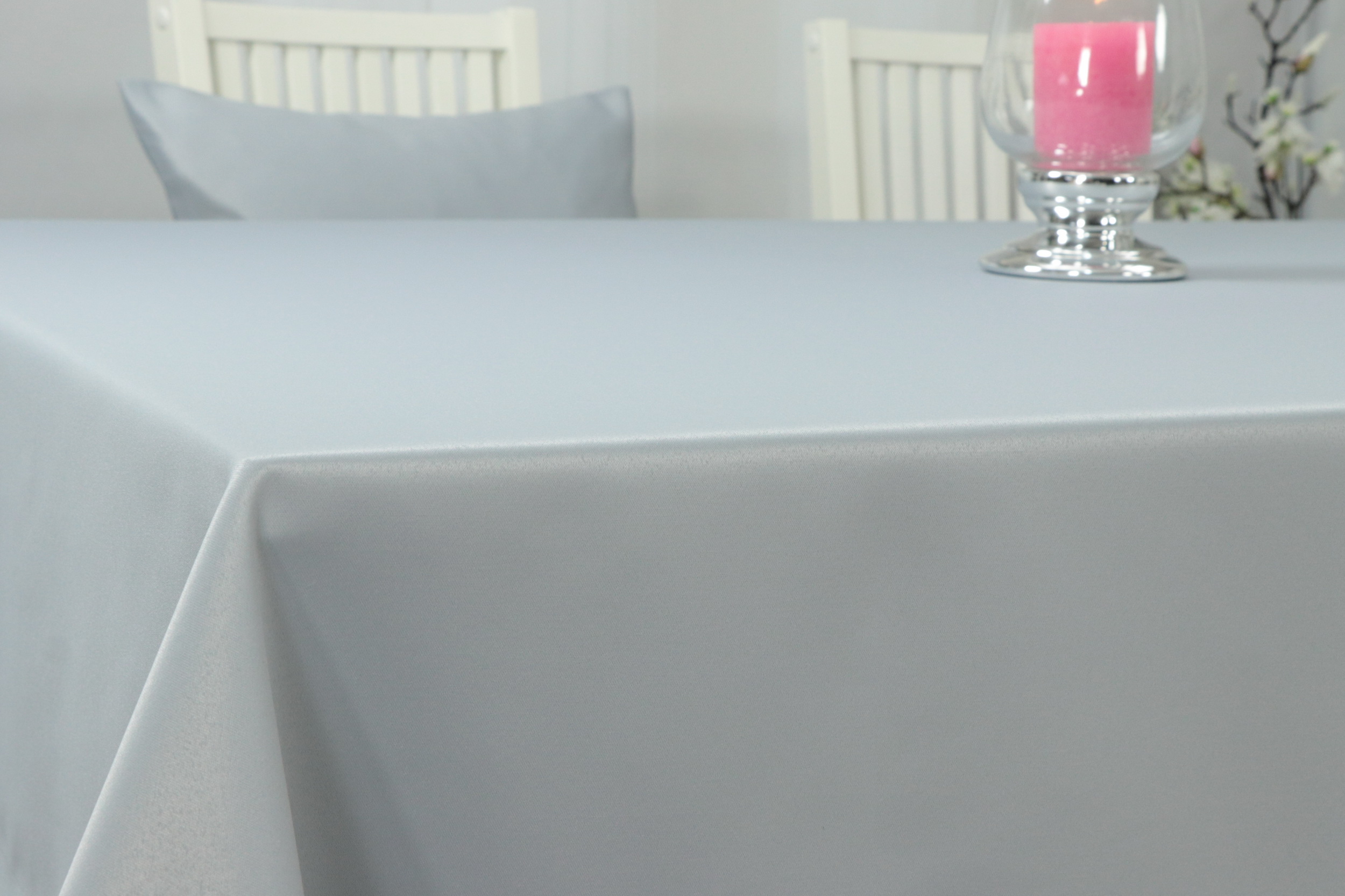 Damast Tischdecke mit Fleckschutz Perlgrau einfarbig Breite 150 cm