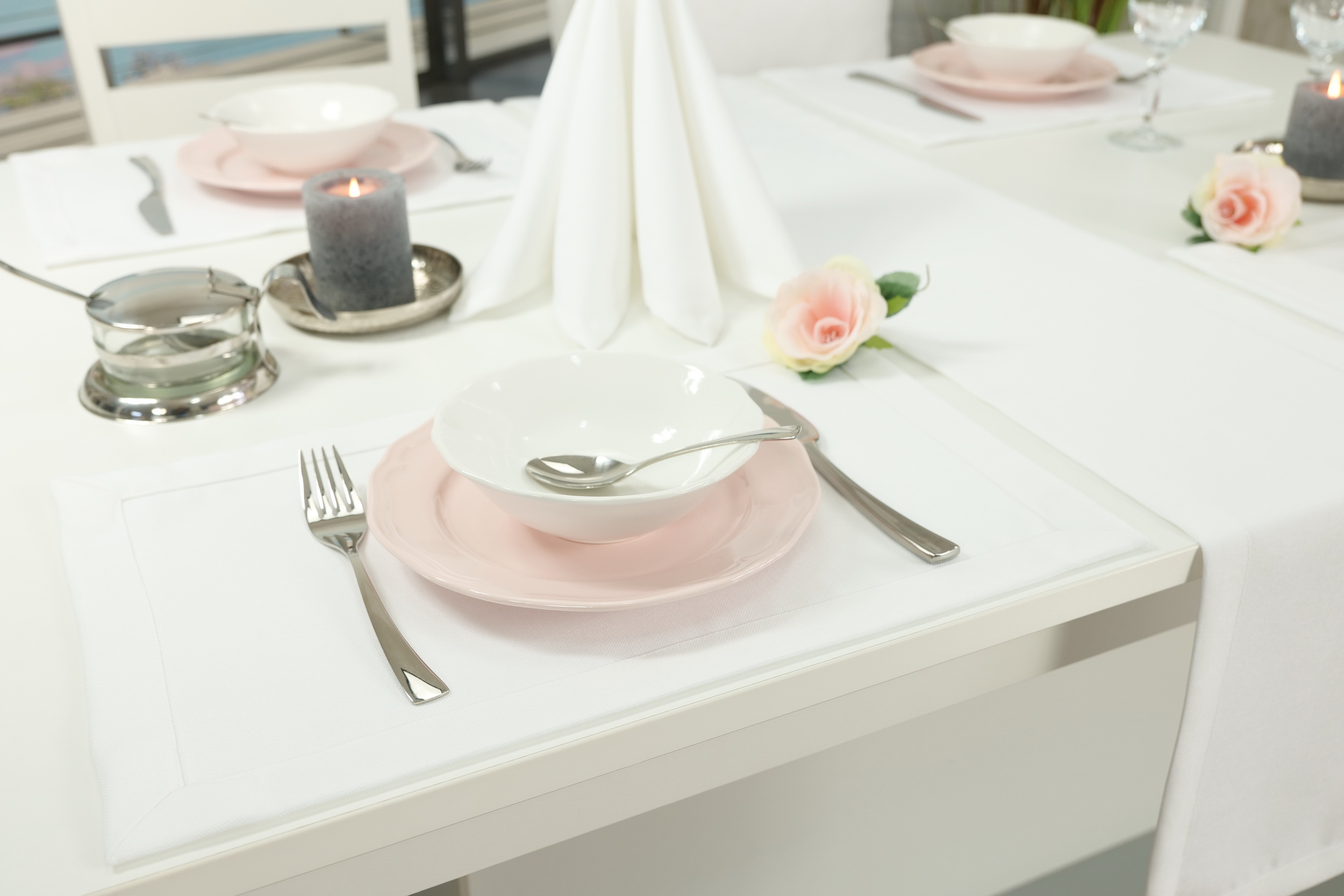 Edle Tischset Weiß einfarbig Peony Größe 32x42 cm Platzset