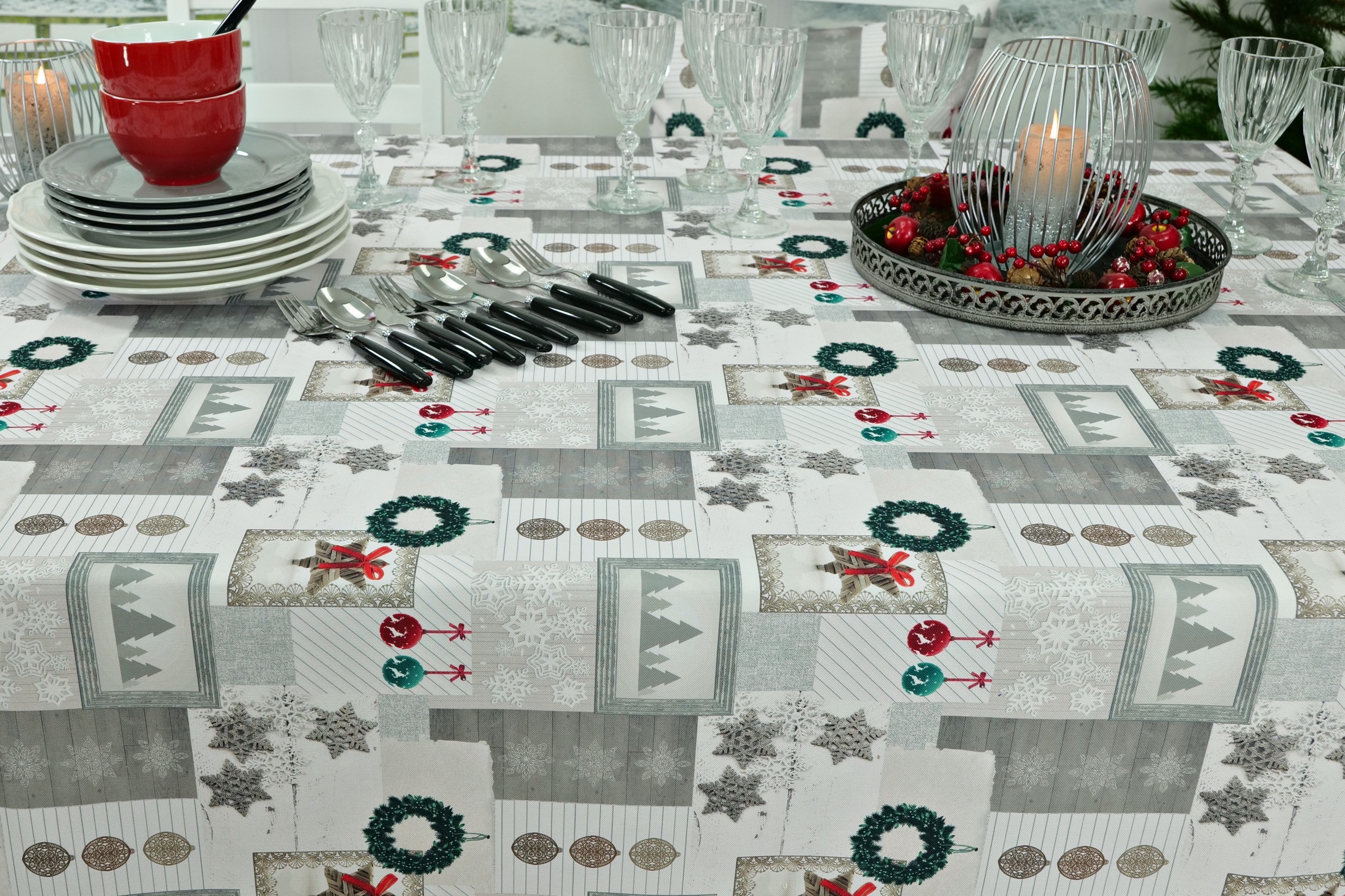 Weihnachtliche Tischdecke mit Fleckschutz Noel Breite 100 cm