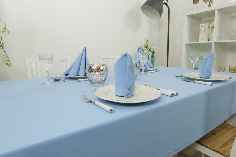 Tischdecke Hellblau uni Breite 170 cm