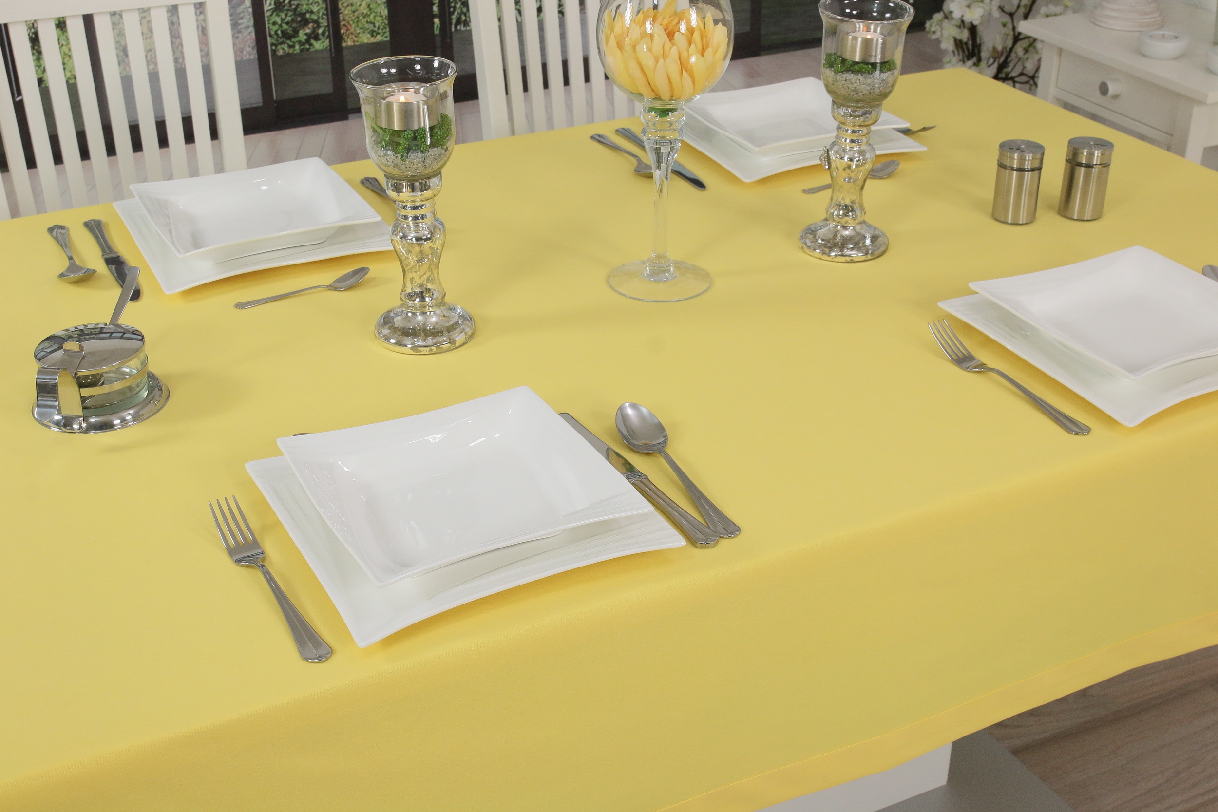 Tischdecke Gelb uni Breite 130 cm