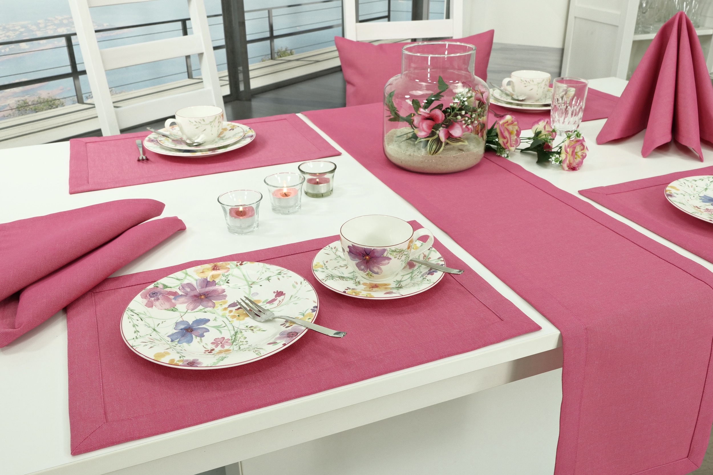 Tischset mit Fleckschutz Pink uni Outside Größe 32x42 cm Platzset
