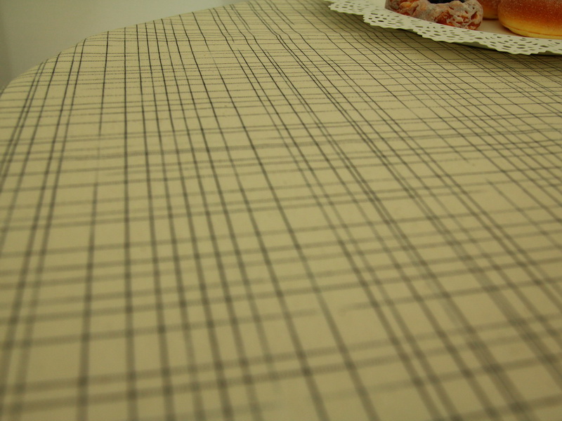 Tischdecke abwaschbar Elfenbein Karo Muster elisa Breite 110 cm OVAL