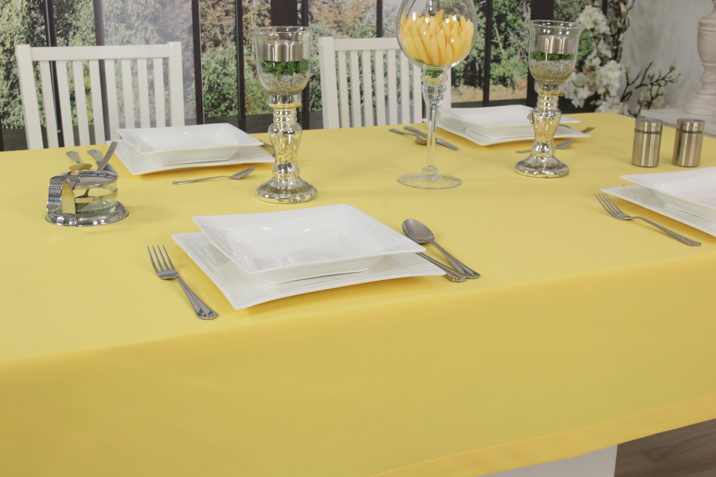 Tischdecke Gelb uni Breite 160 cm