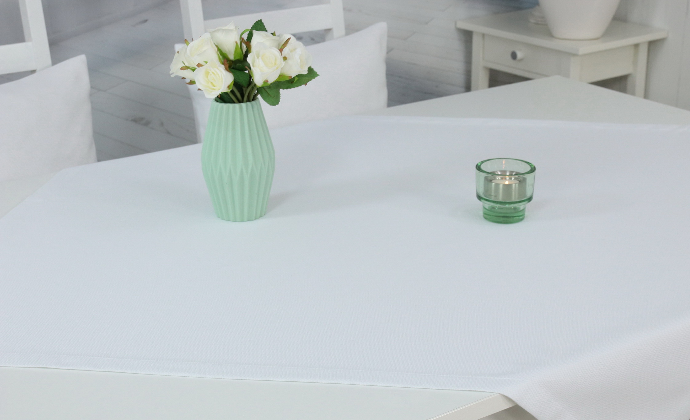 Tischdecke Weiß feines Muster Bonita QUADRATISCH Größe: 100x100 cm