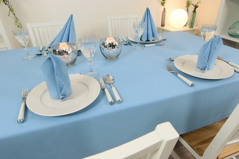 Tischdecke Hellblau uni Breite 180 cm