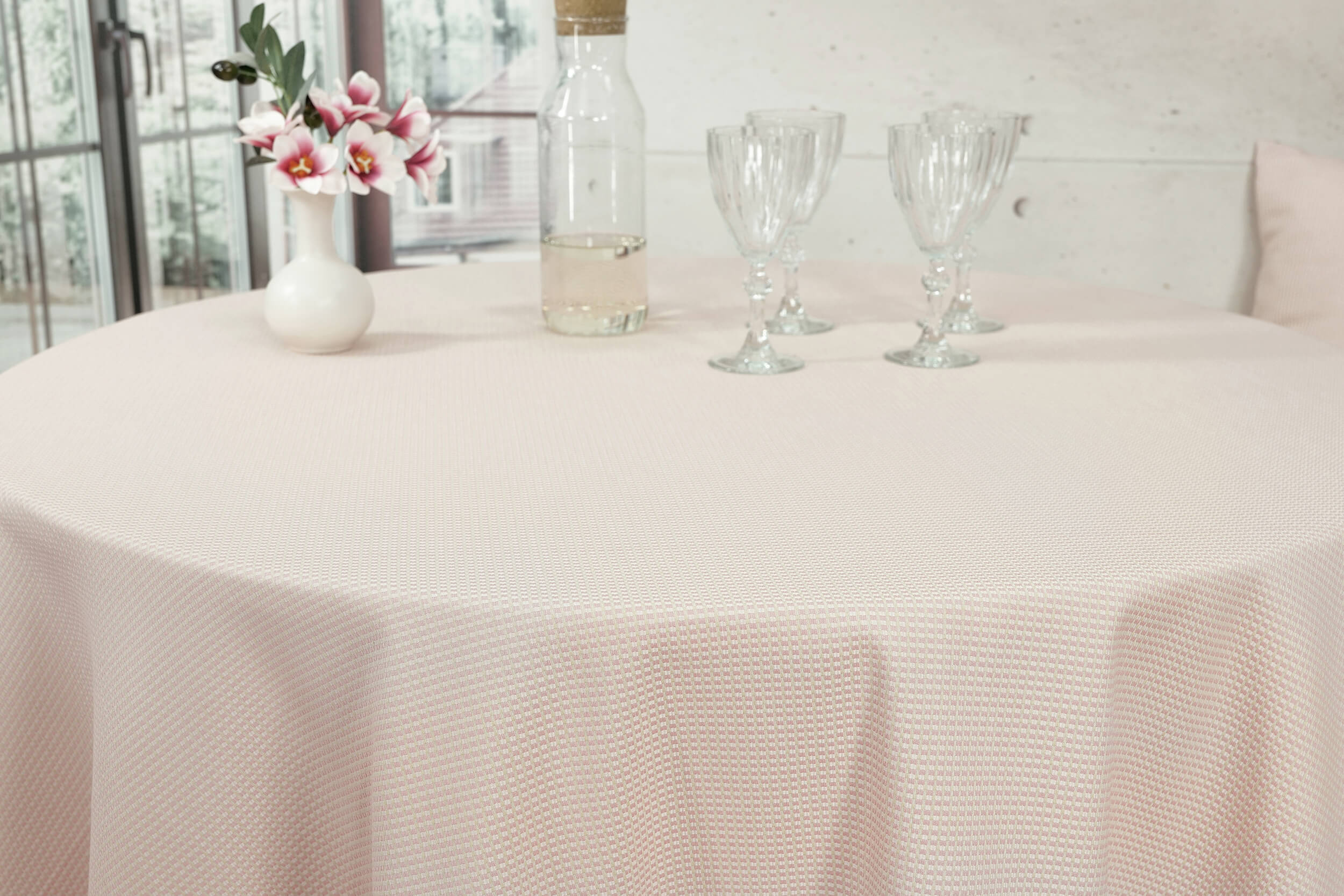 Garten Tischdecke mit Fleckschutz Rosa Muster Philadelphia ab 80 cm bis 200 cm RUND