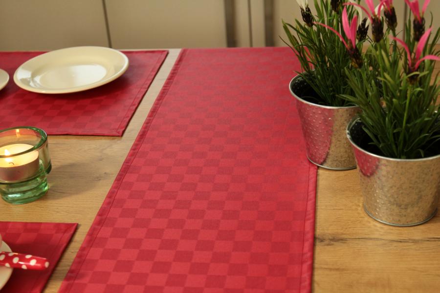 Tischläufer abwaschbar Rot kleines Karo janita Breite 30 cm