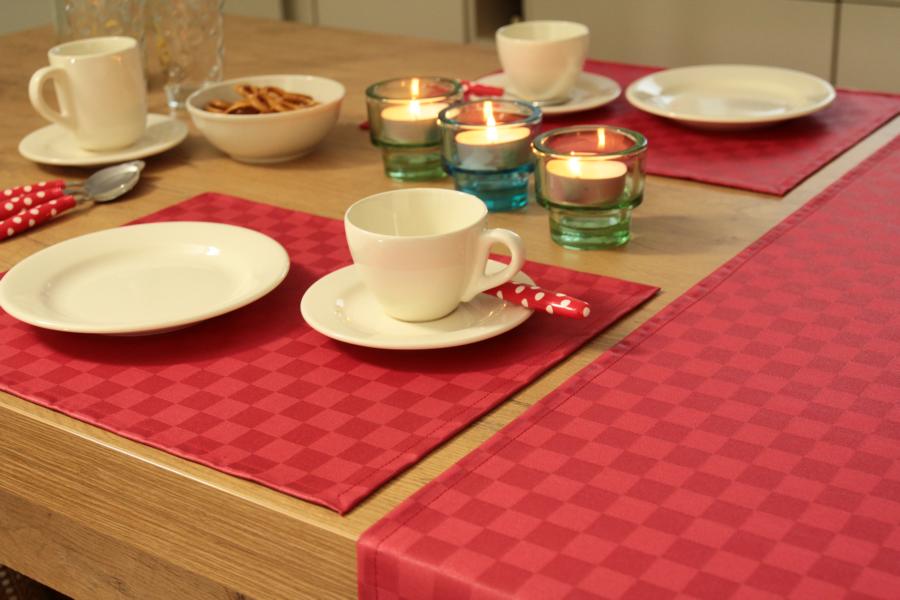 Tischset abwaschbar Rot kleines Karo janita Größe 32x42 cm