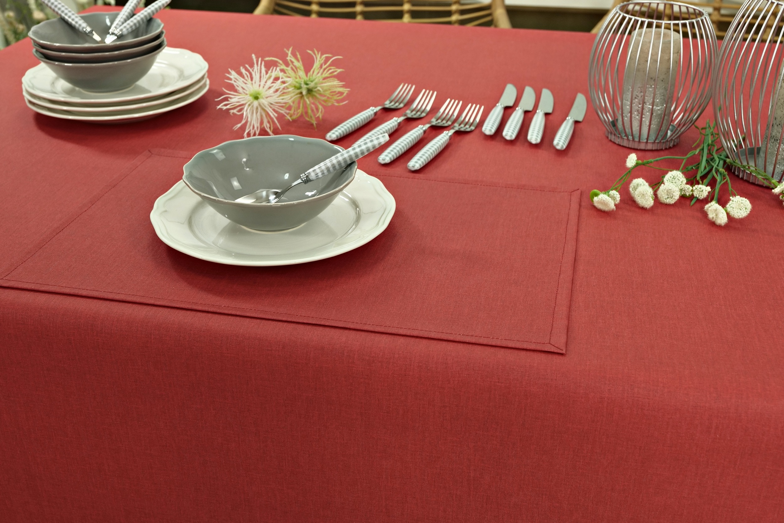 Tischdecke abwaschbar Rot uni Tessa Breite 130 cm