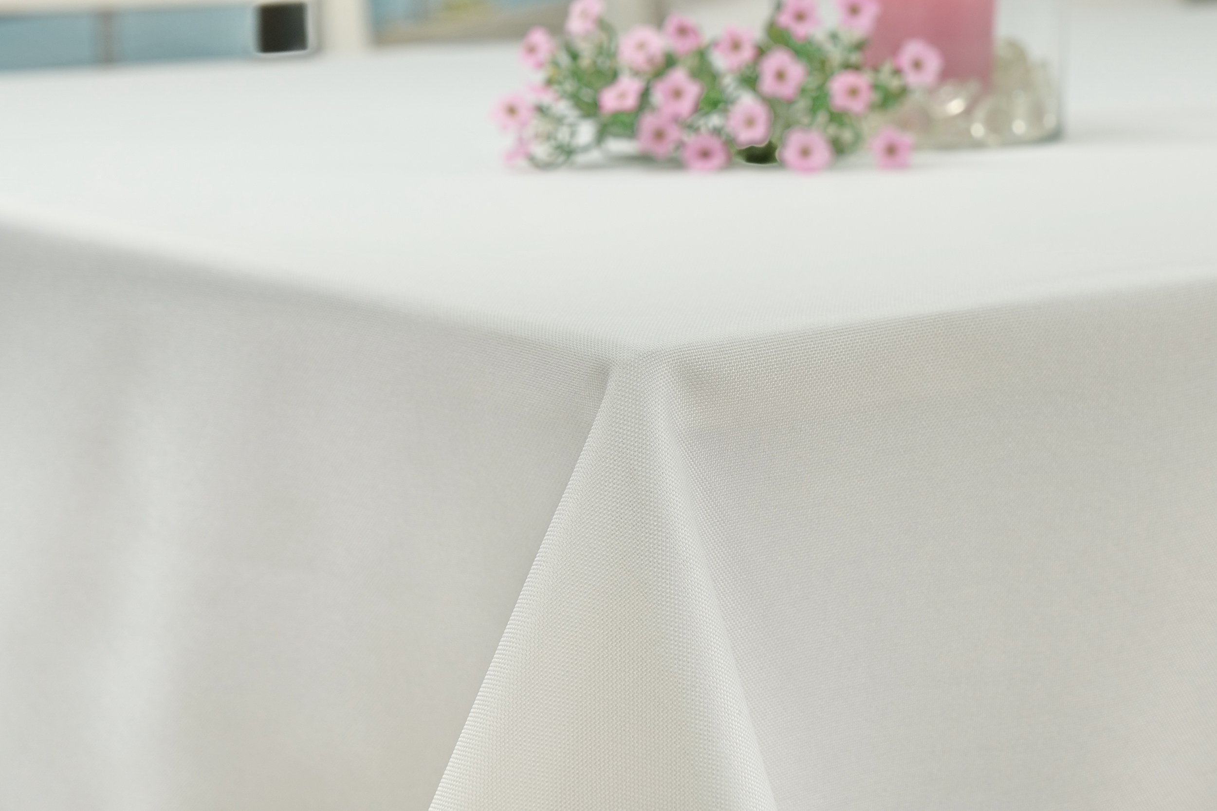 Edle Tischdecke Weiß einfarbig Peony Breite 120 cm