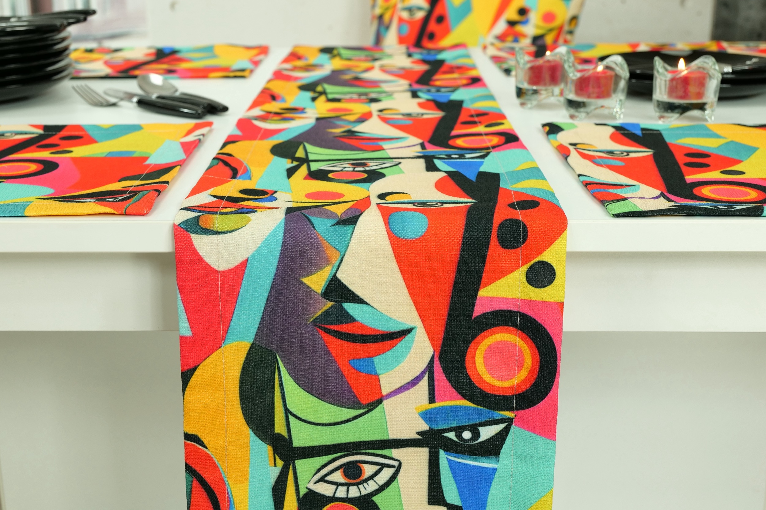 Garten Tischdecke fleckgeschützt grafische Muster Picasso Breite 100 cm