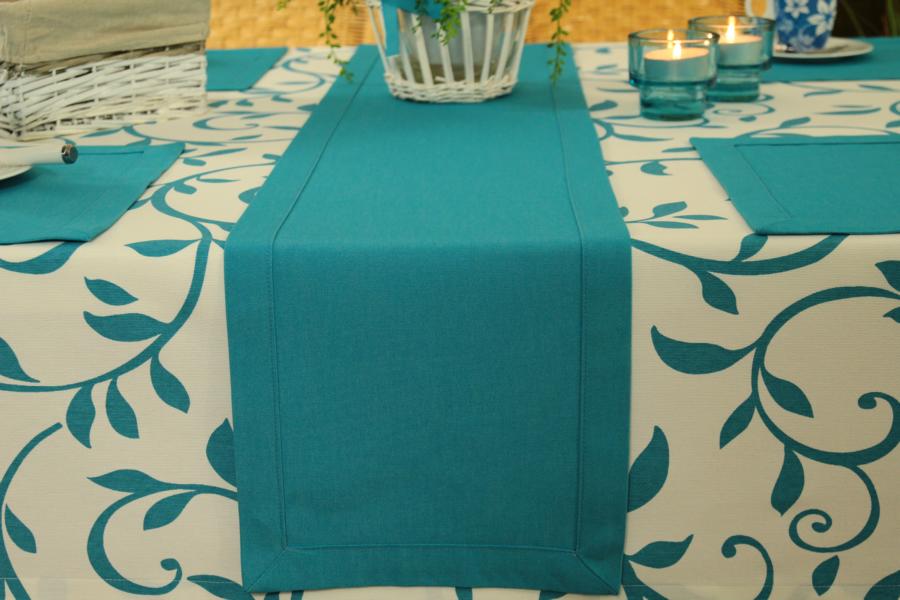 Tischläufer Garten Aqua Blau UNI Breite 30 cm Marina