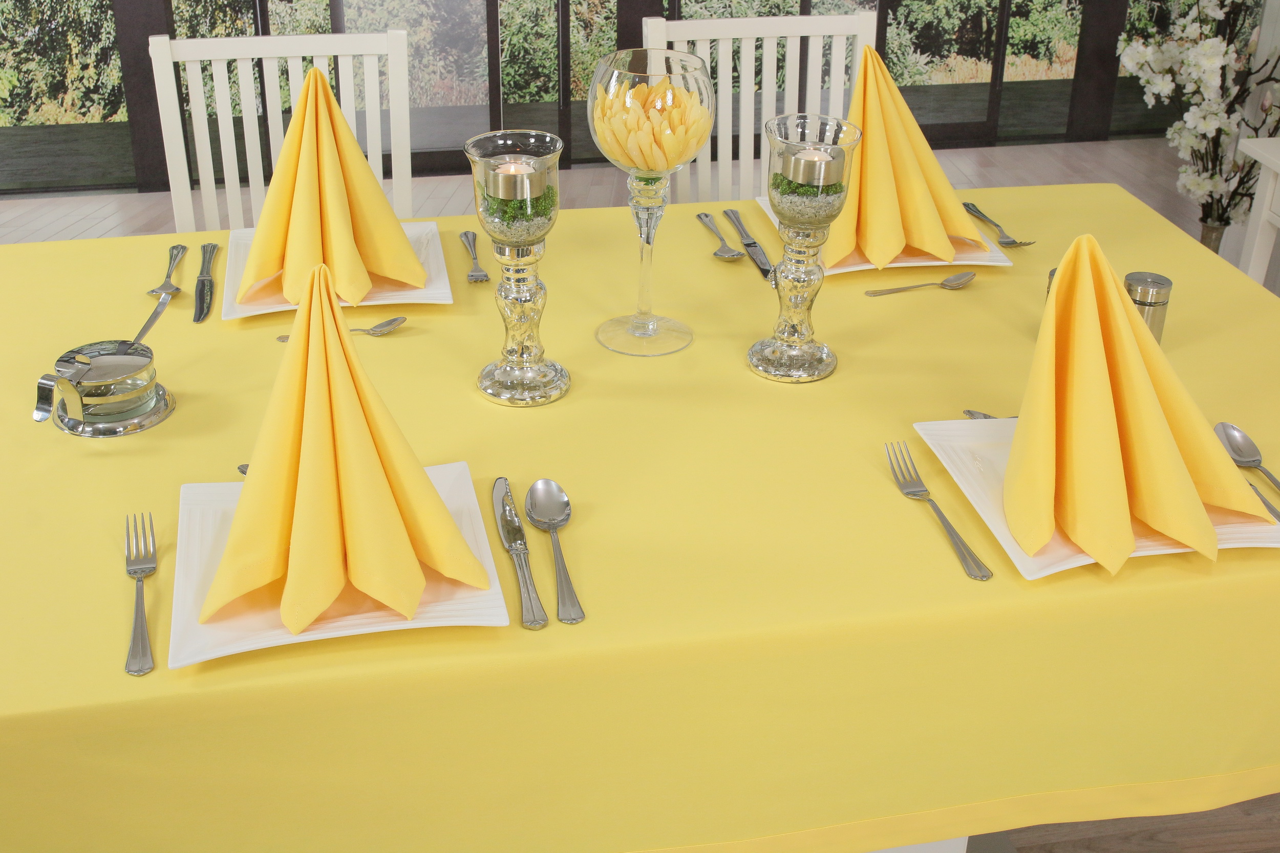 Tischdecke Gelb uni Breite 150 cm