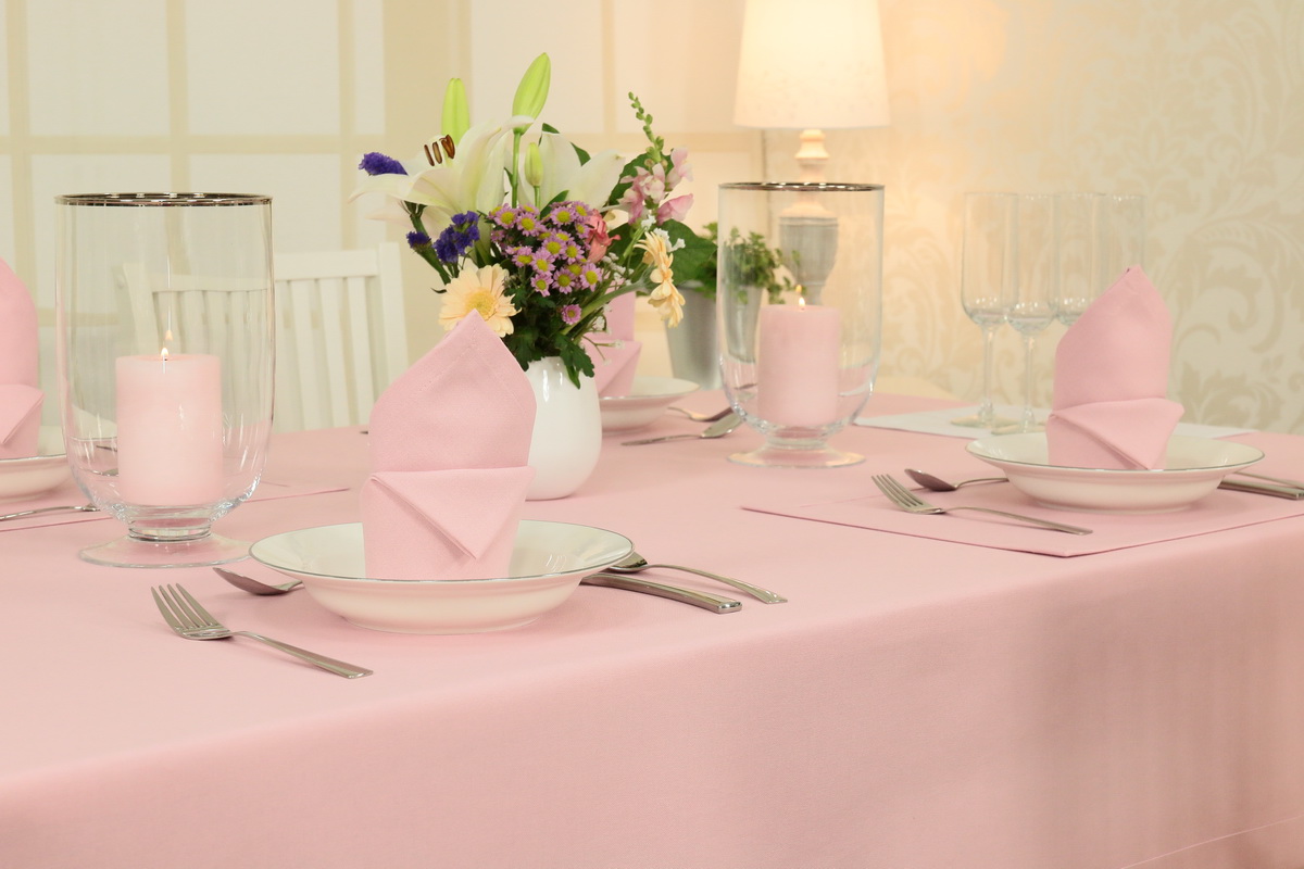 Tischdecke Rosa einfarbig Breite 120 cm