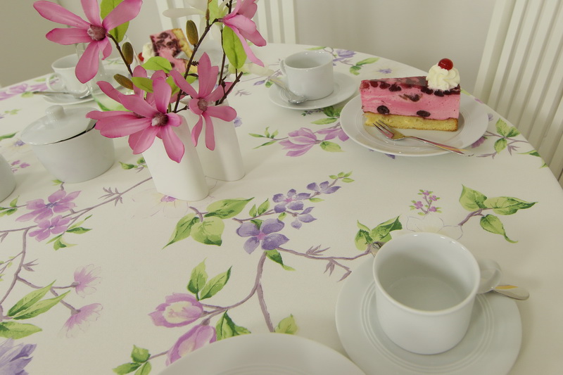 Tischdecke Floral mit Lavendel Blumen Breite 170 cm OVAL