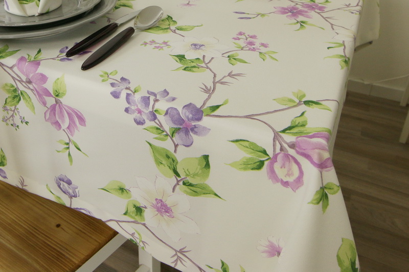 Tischdecke Floral mit Lavendel Blumen Breite 160 cm