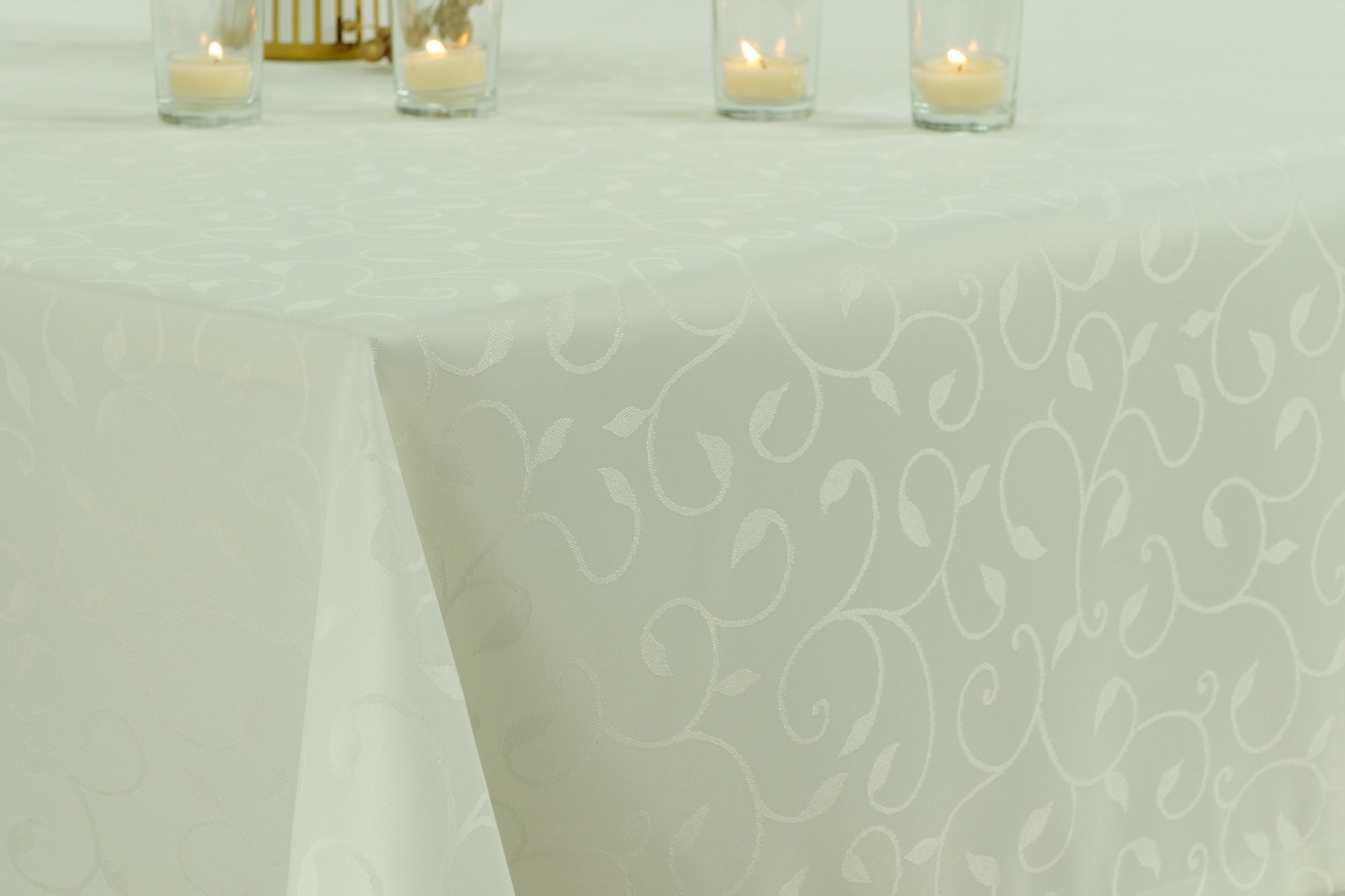 Damast Tischdecke Fleckschutz champagner mit Muster Breite 100 cm