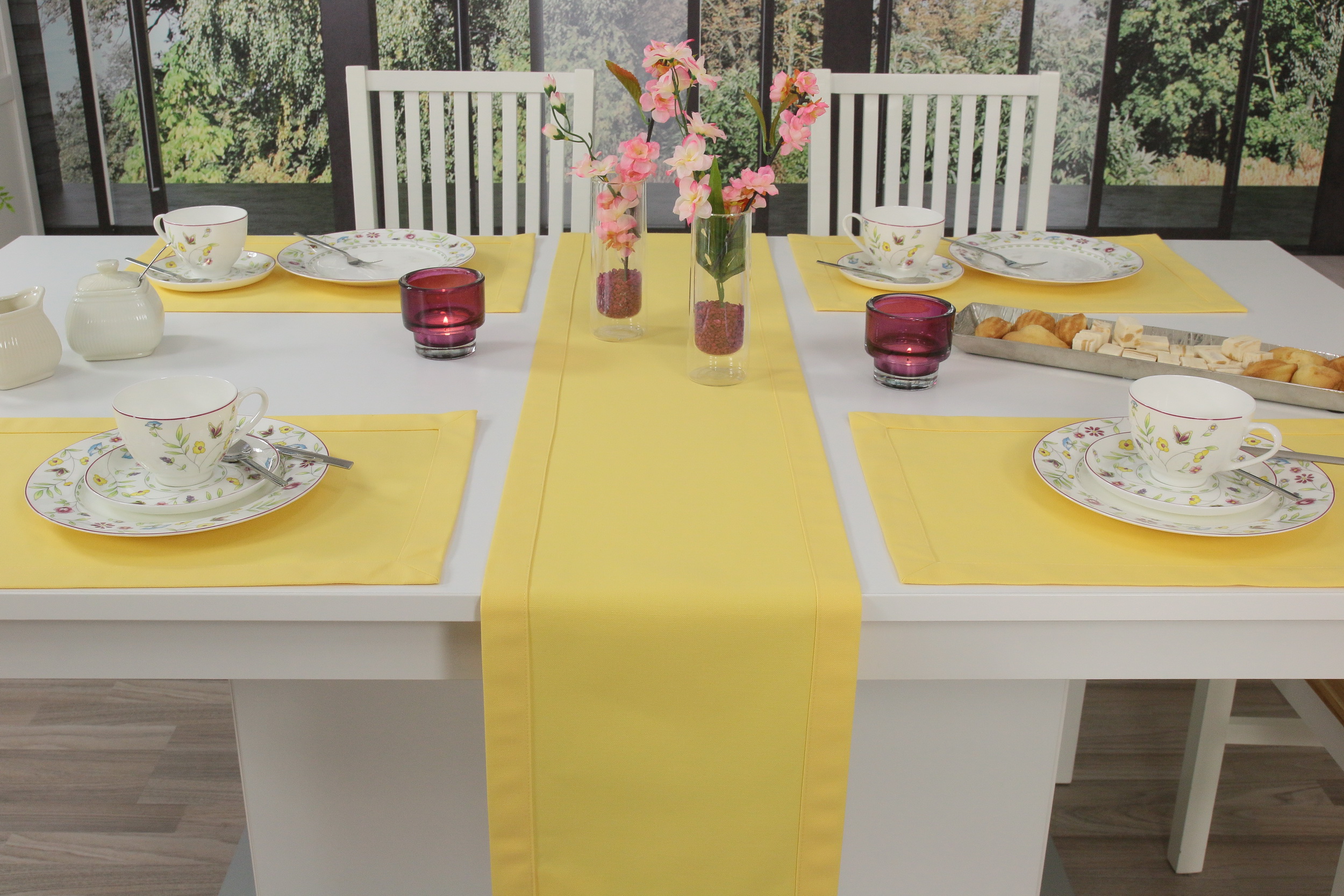 Tischläufer Gelb uni Breite 25 cm