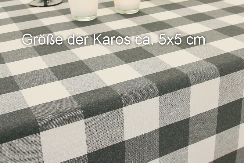 Vichy Karo Tischdecke Anthrazit Weiß abwaschbar Breite 138 cm