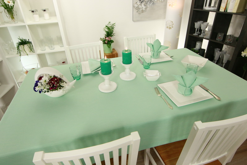 Tischdecke Mint Grün mit Fleckschutz Nia Breite 90 cm