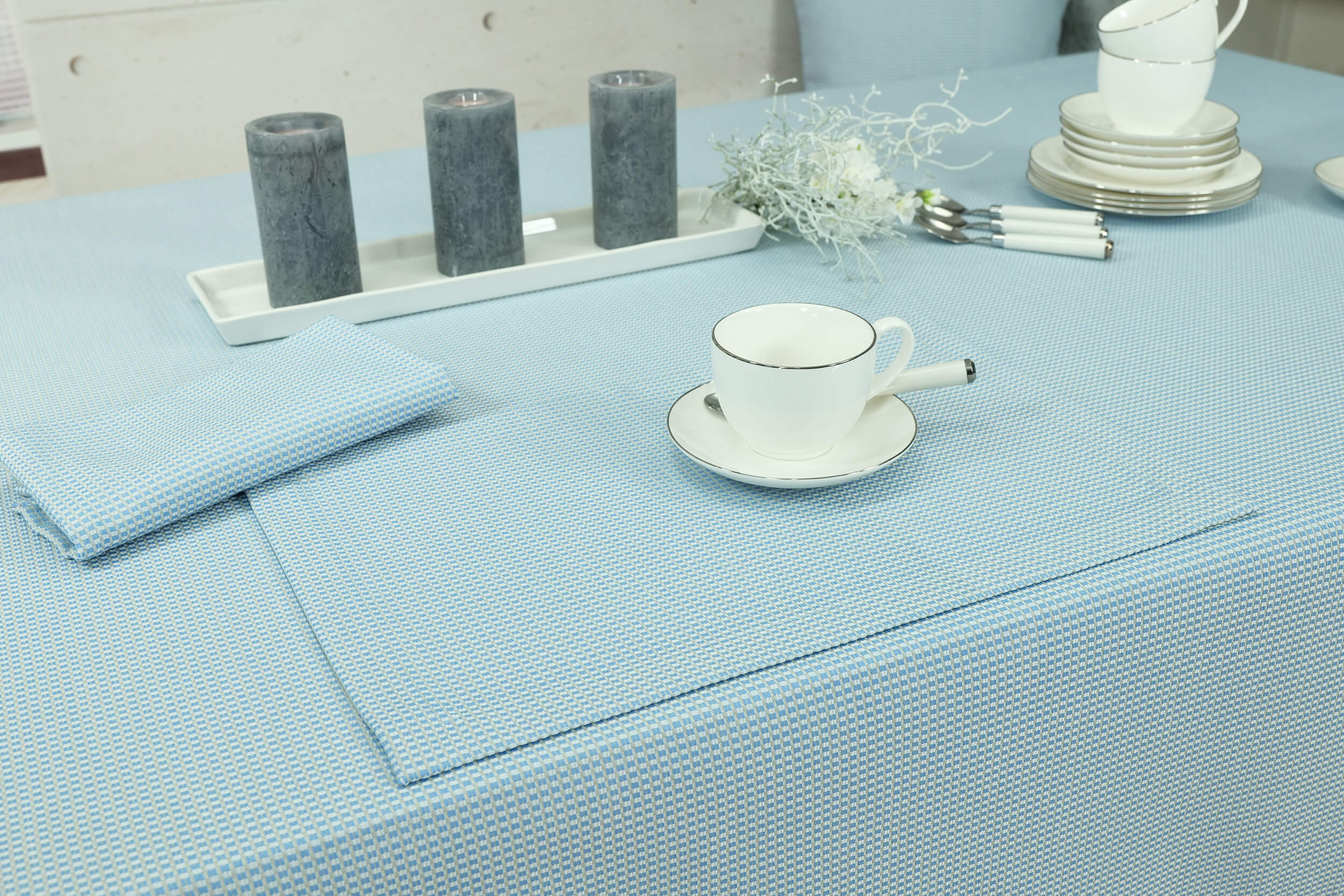 Garten Tischsets mit Fleckschutz Blau Muster Philadelphia Größe 30x48 cm Platzset