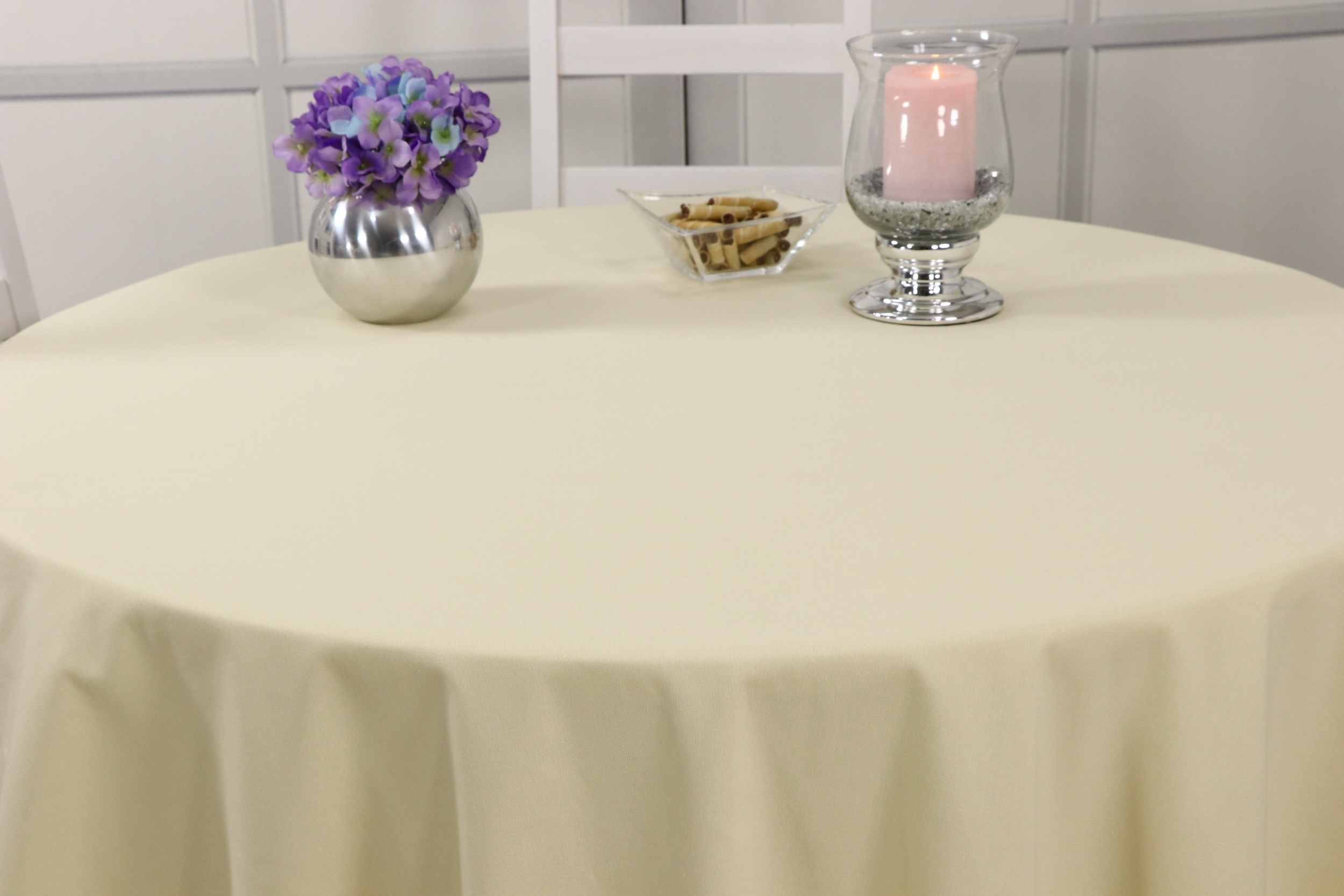 Tischdecken Champagner einfarbig ab 80 cm bis 200 cm RUND