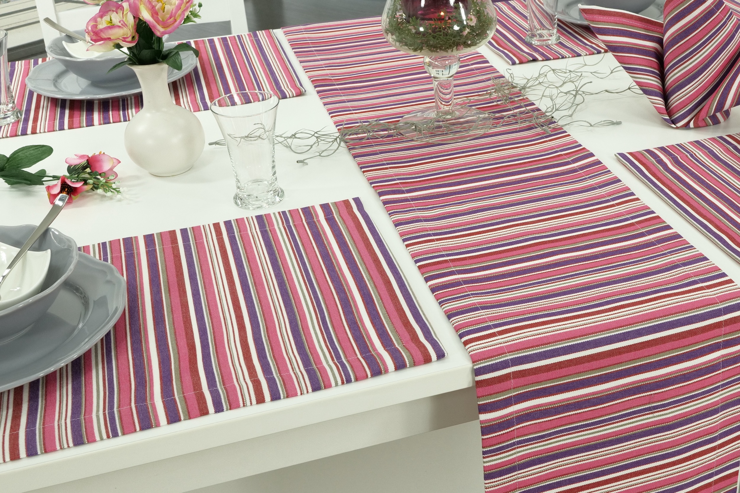 Tischläufer mit Fleckschutz Pink striped Outside Breite 40 cm