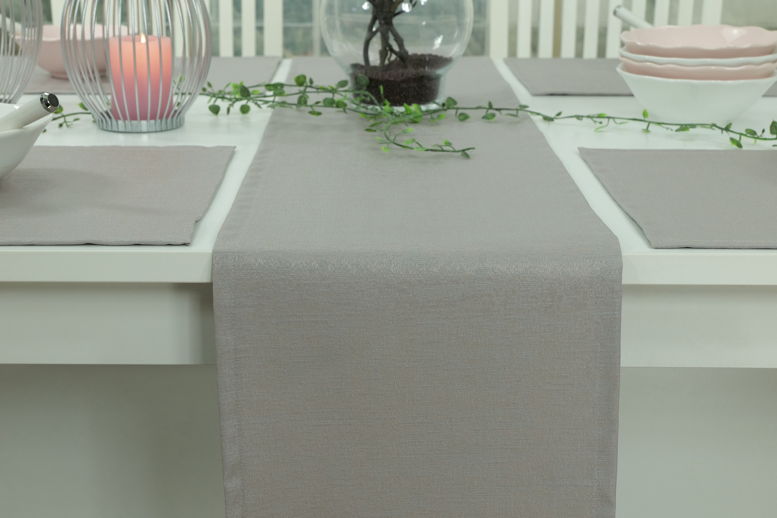 Abwaschbare Tischläufer Grau uni strukturiert Muriel Breite 25 cm