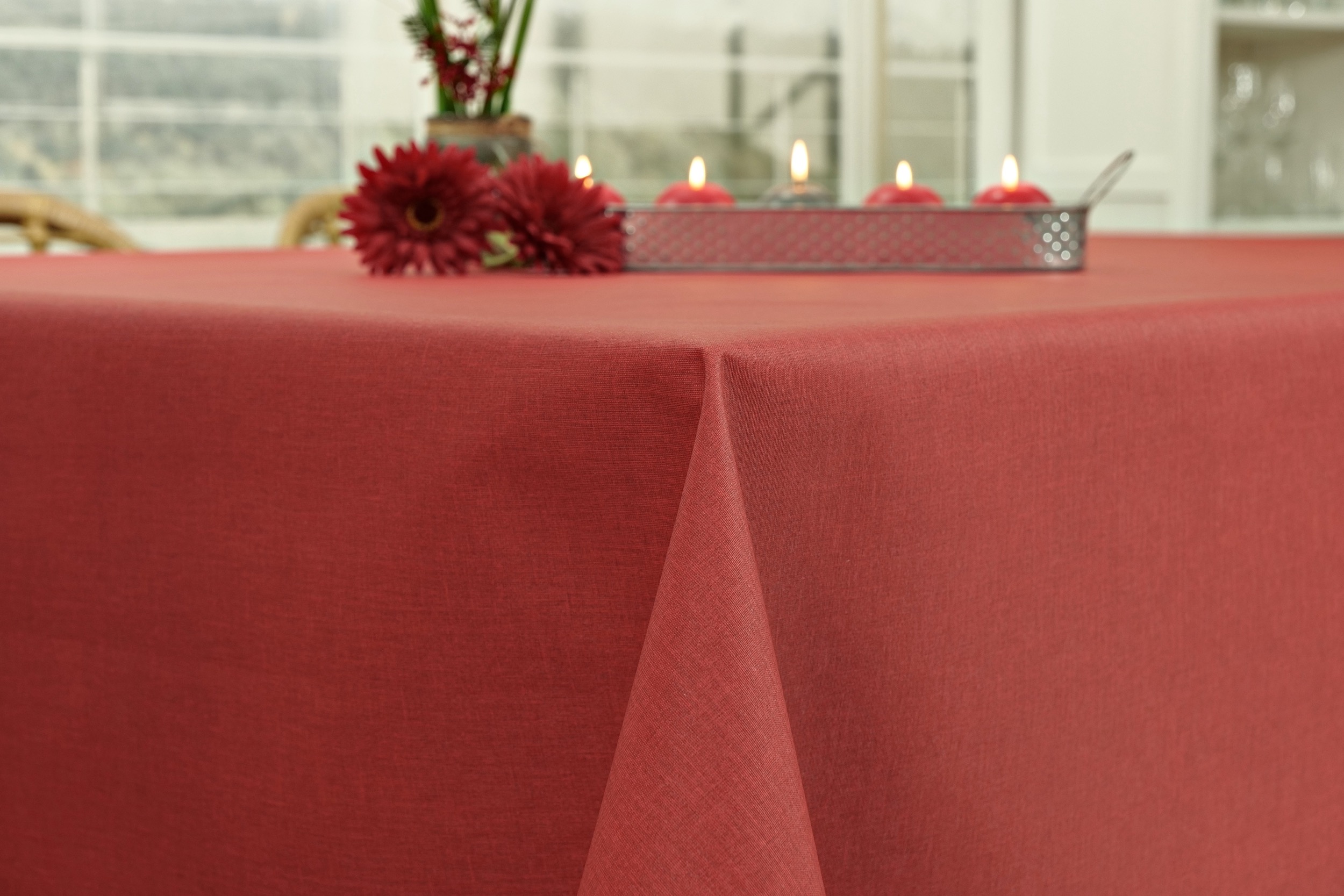 Tischdecke abwaschbar Rot uni Tessa Breite 120 cm