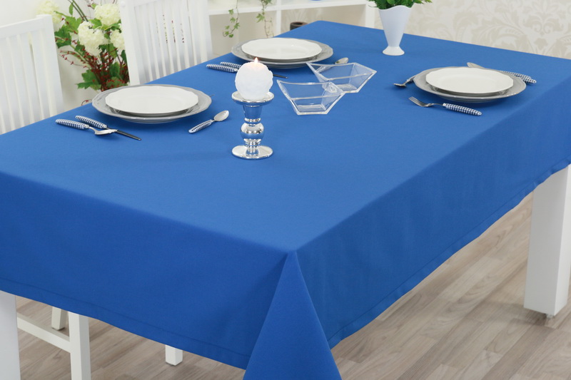 Tischdecke Blau einfarbig Breite 180 cm