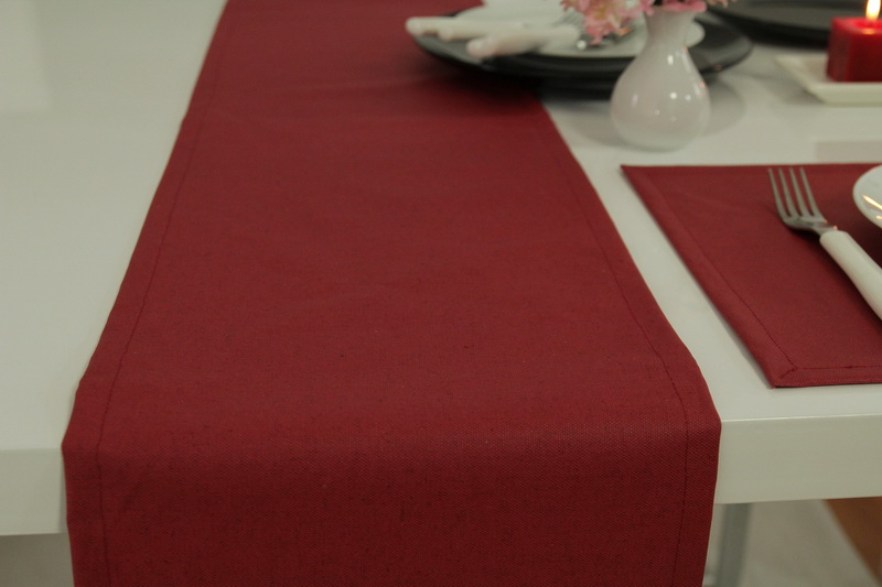 Abwaschbare Tischläufer Rot uni Dali Breite 25 cm