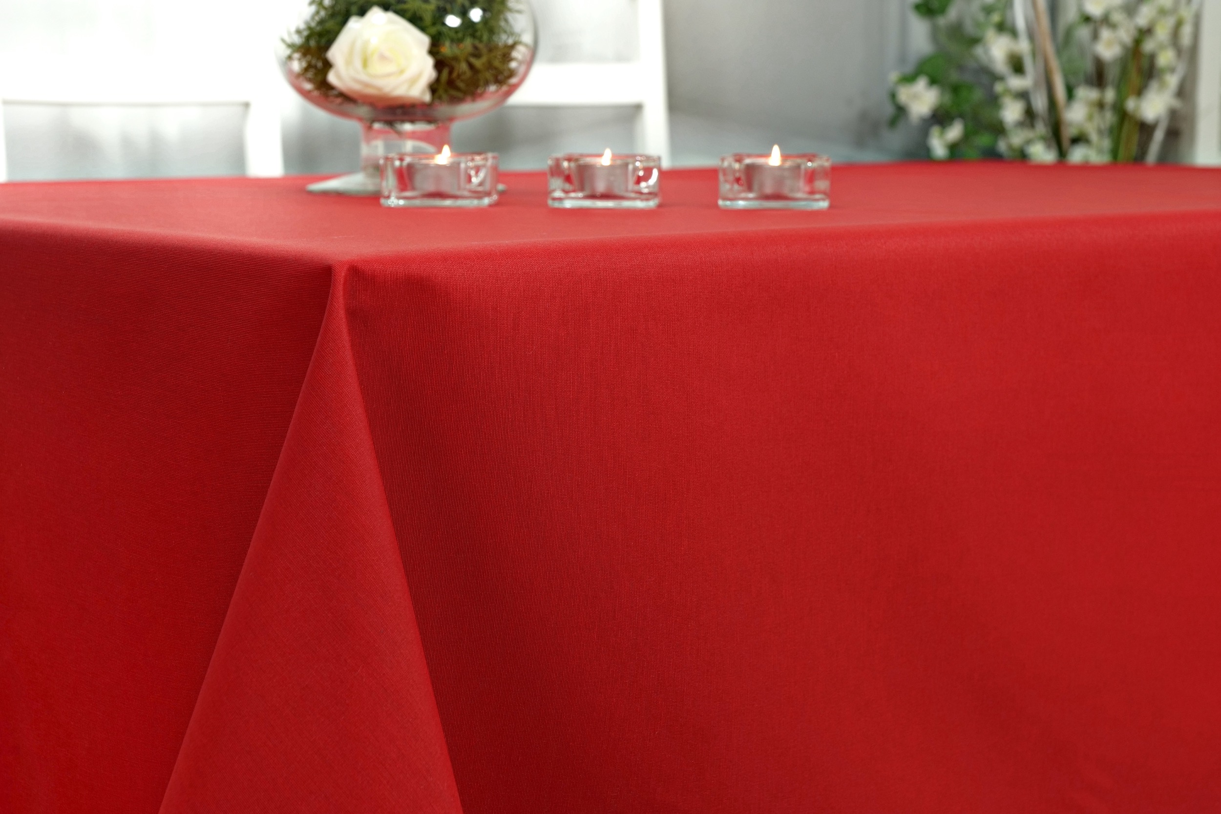 Abwaschbare Tischdecke Rot uni Lona Breite 140 cm