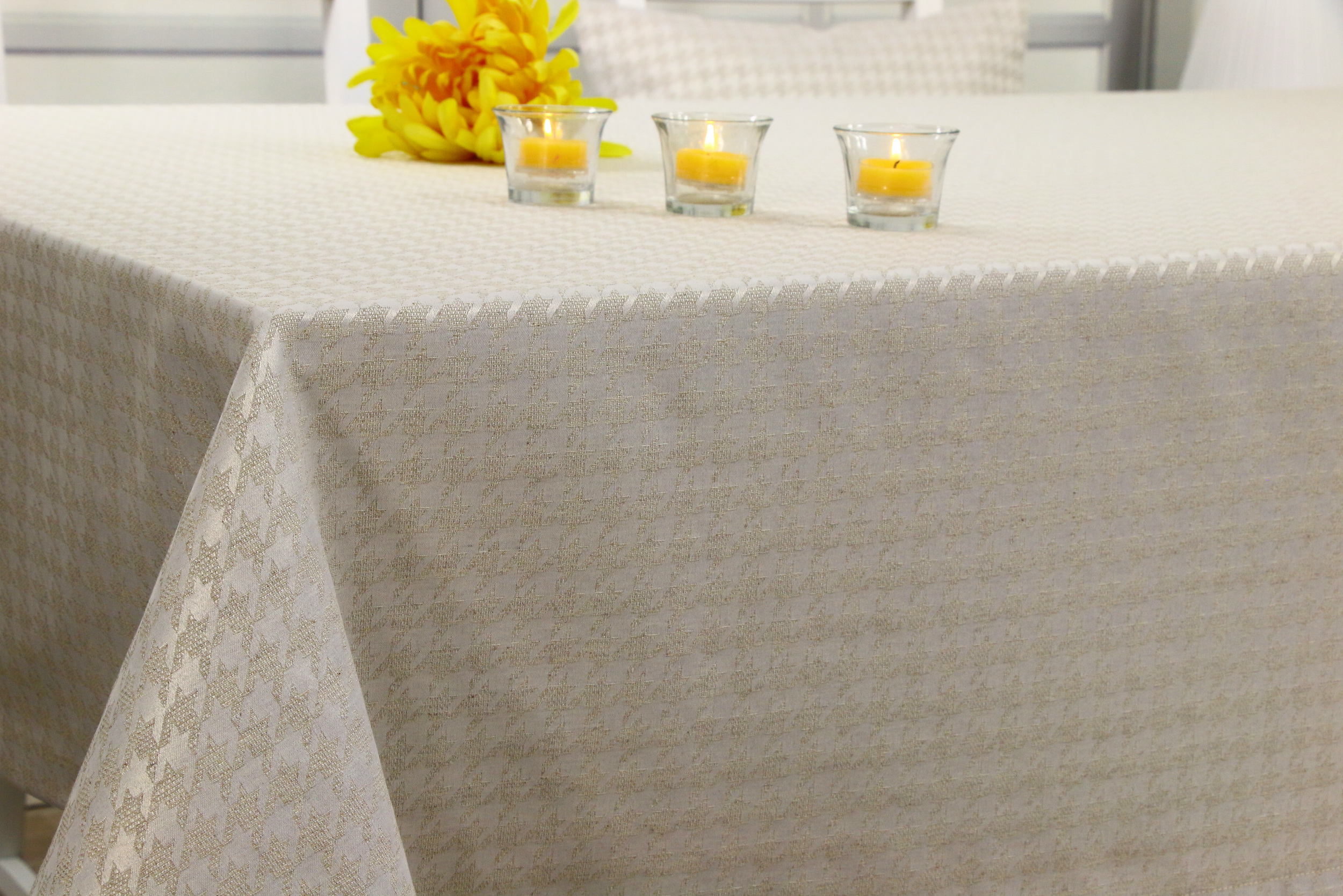 Tischdecke mit Fleckschutz Evita Perlbeige Muster Breite 170 cm