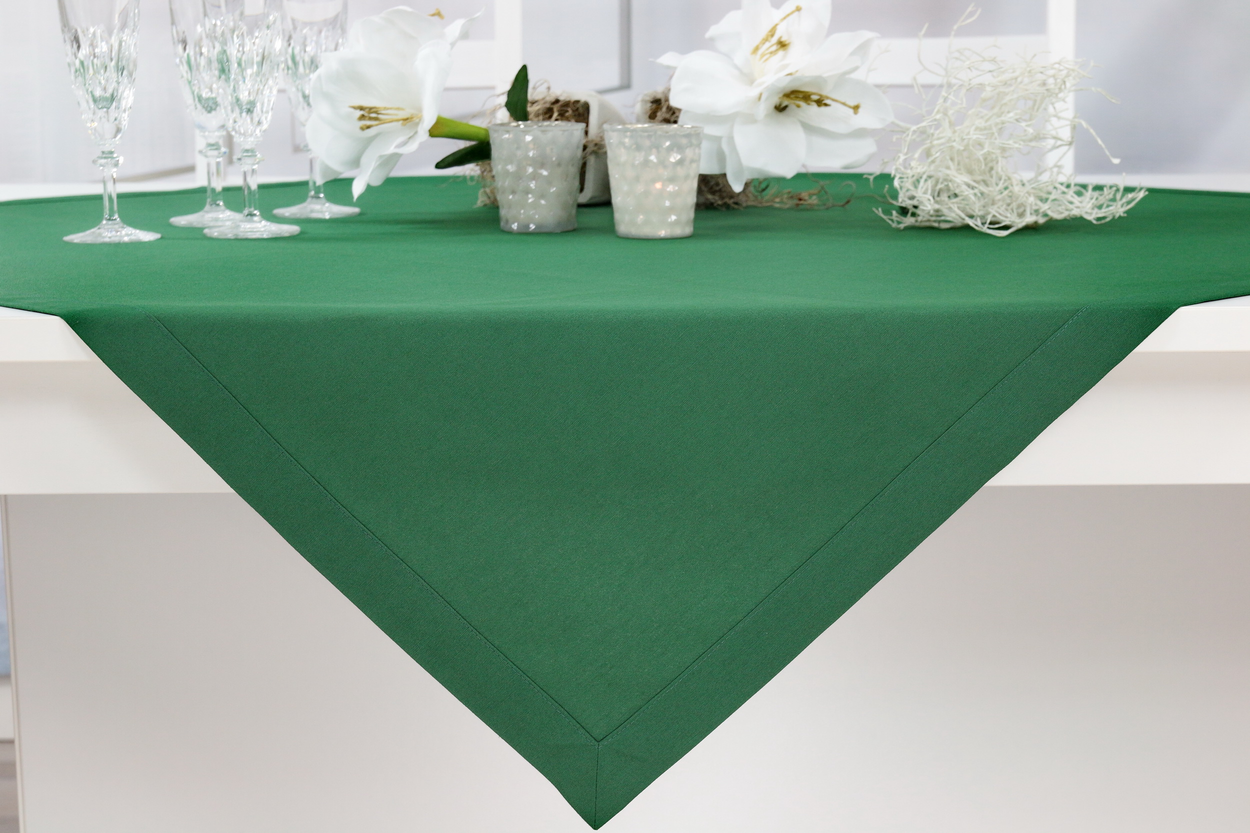 Tischdecken dunkelgrün einfarbig ab 80x80 cm bis 200x200 cm QUADRATISCH