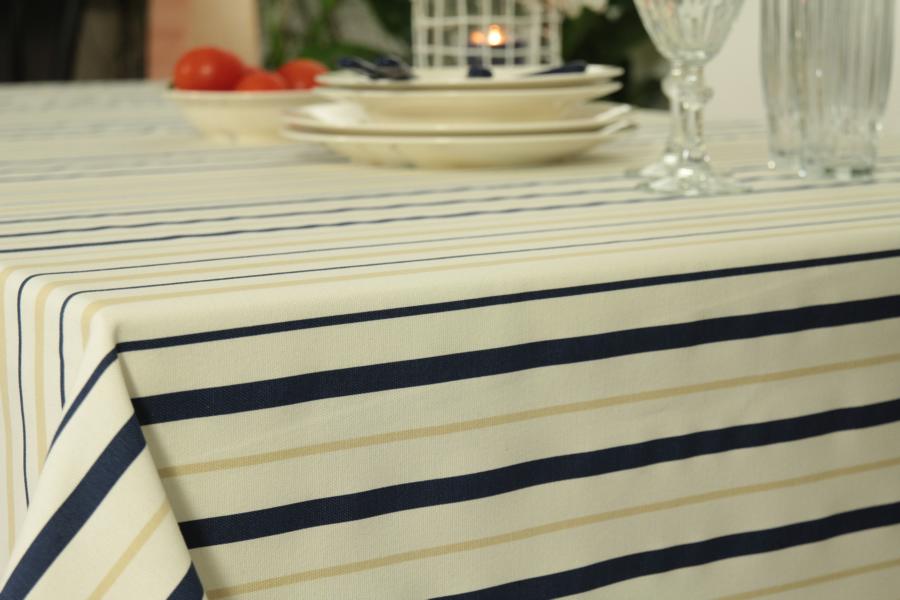 Gartentischdecke Marineblau Stripes Breite 110 cm Marina