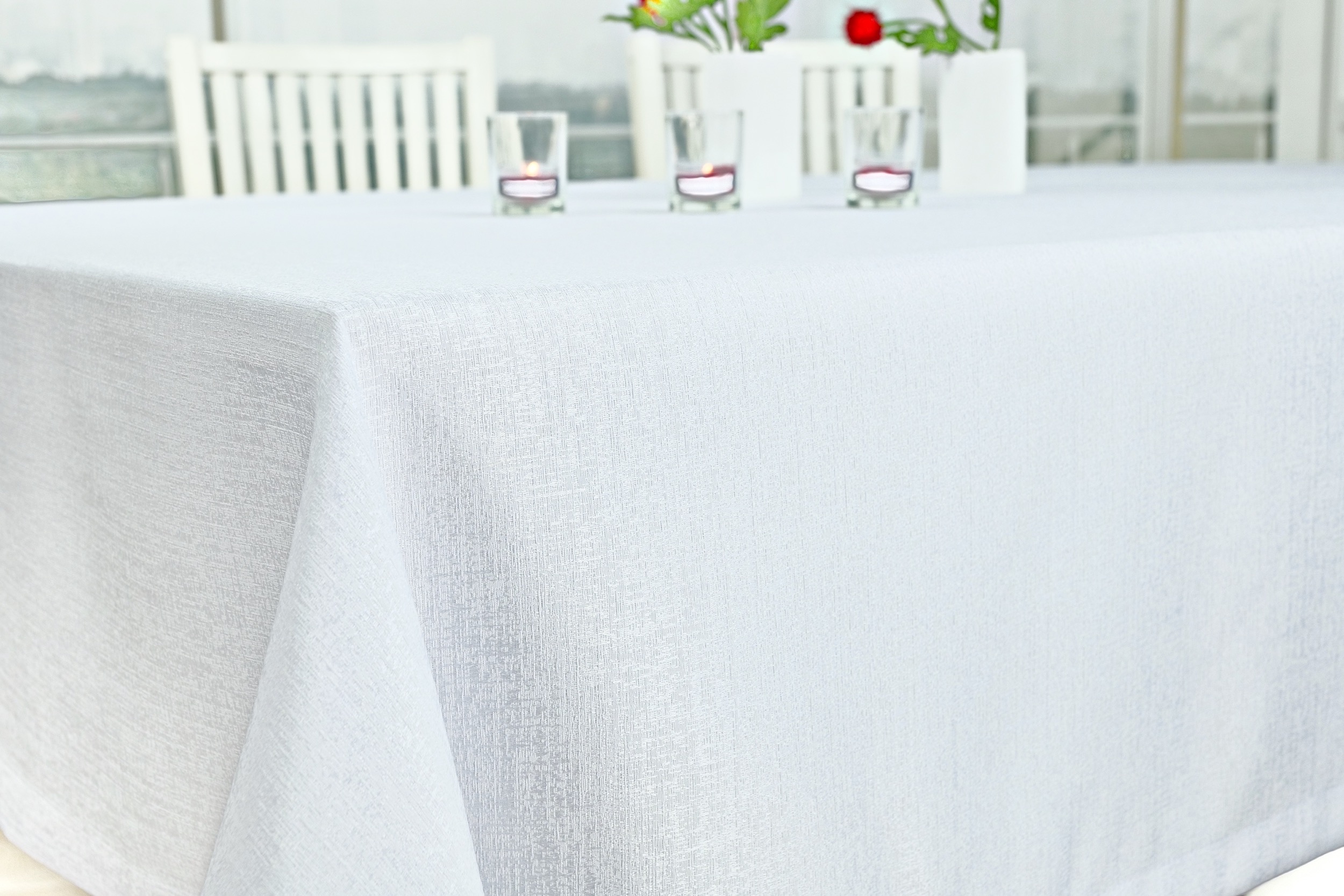 Tischdecke mit Fleckschutz Weiß Muster dezent klassisch Jana Breite 150 cm