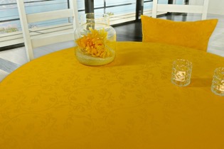 Tischdecke mit Fleckschutz Gelb Blütenranke Fresh Breite 100 cm OVAL