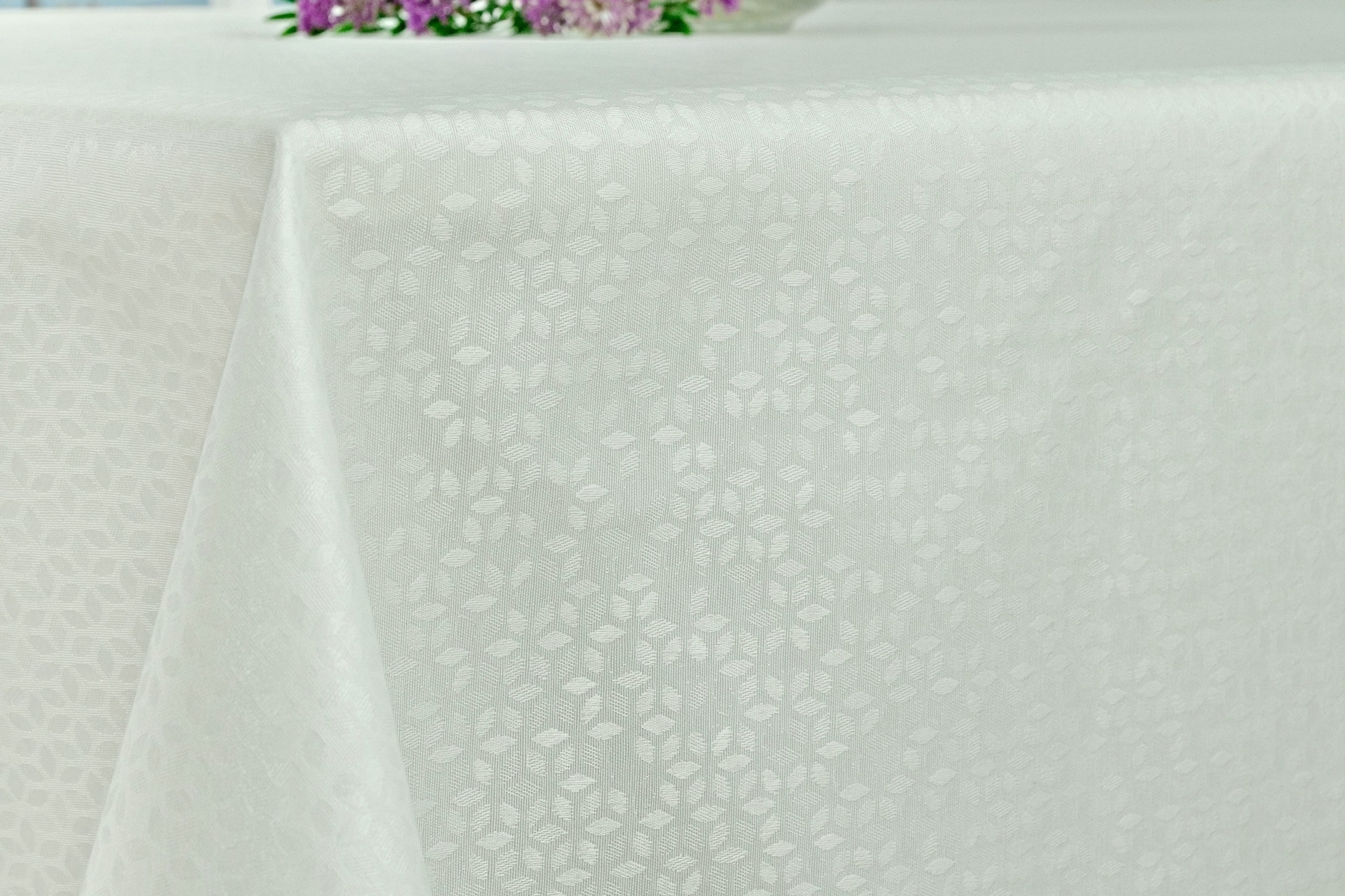 Tischdecke abwaschbar Weiß gemustert Fleuret Breite 170 cm