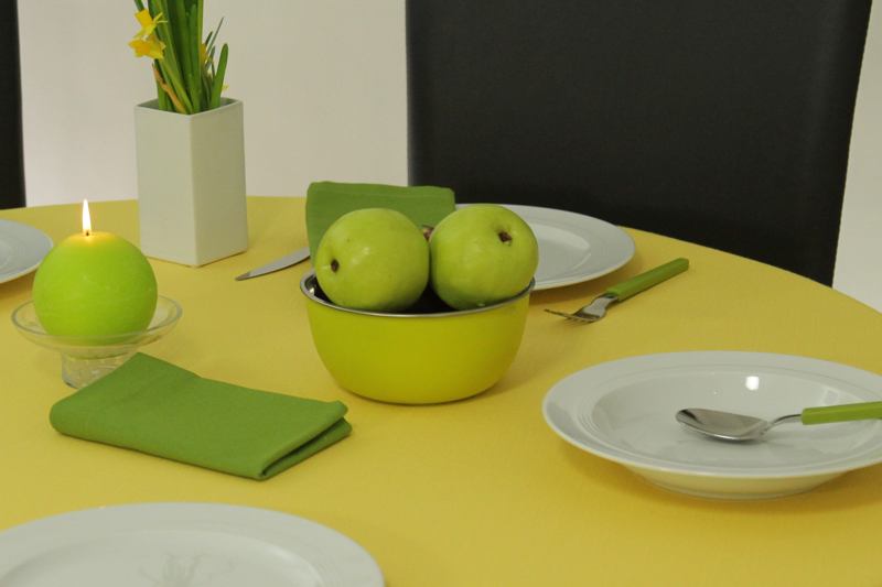 Gelbe Tischwäsche mit FLECKSCHUTZ Nia OVAL Breite 130 cm