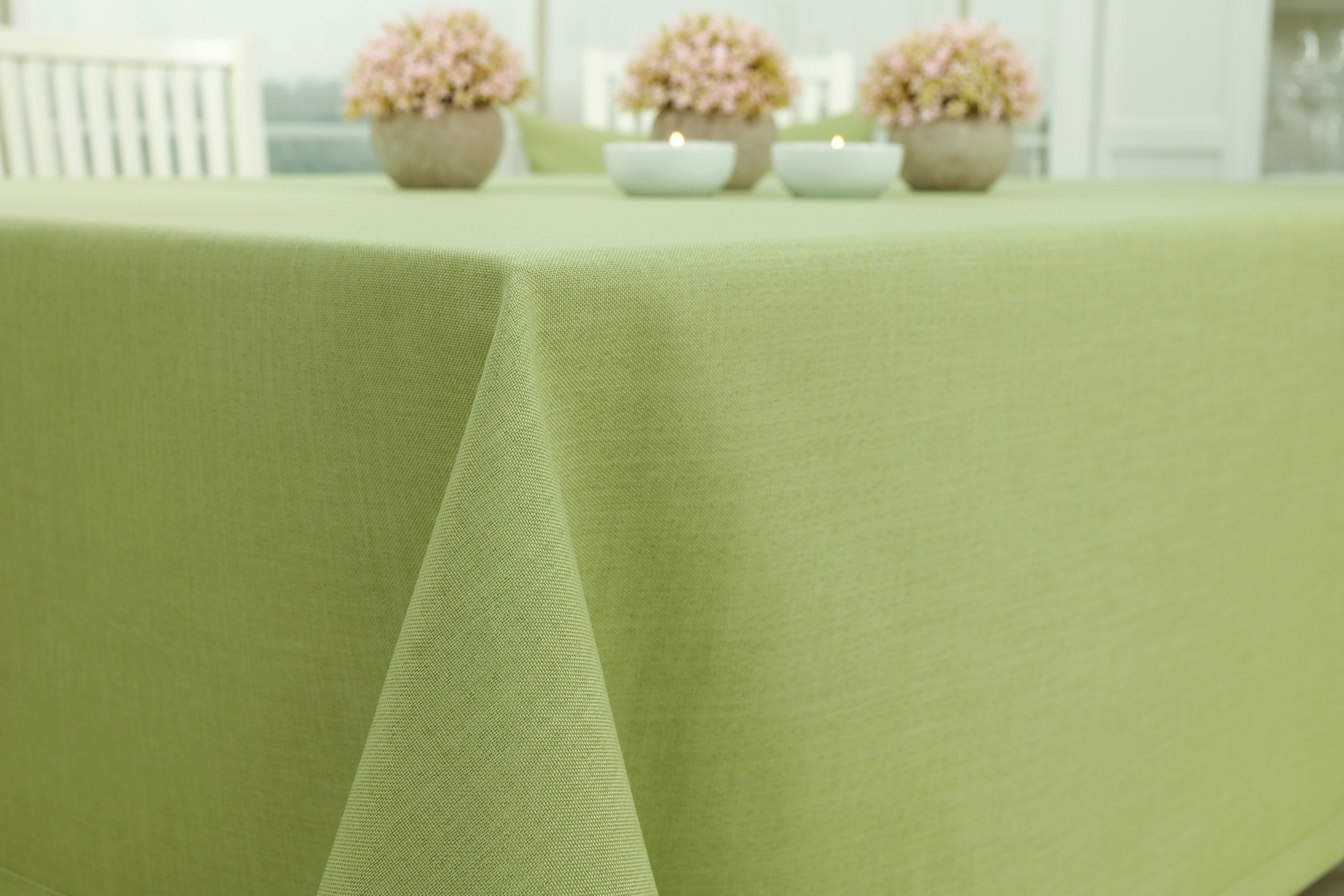 Tischdecke mit Fleckschutz Apfelgrün uni Leinenoptik Valerie Breite 150 cm