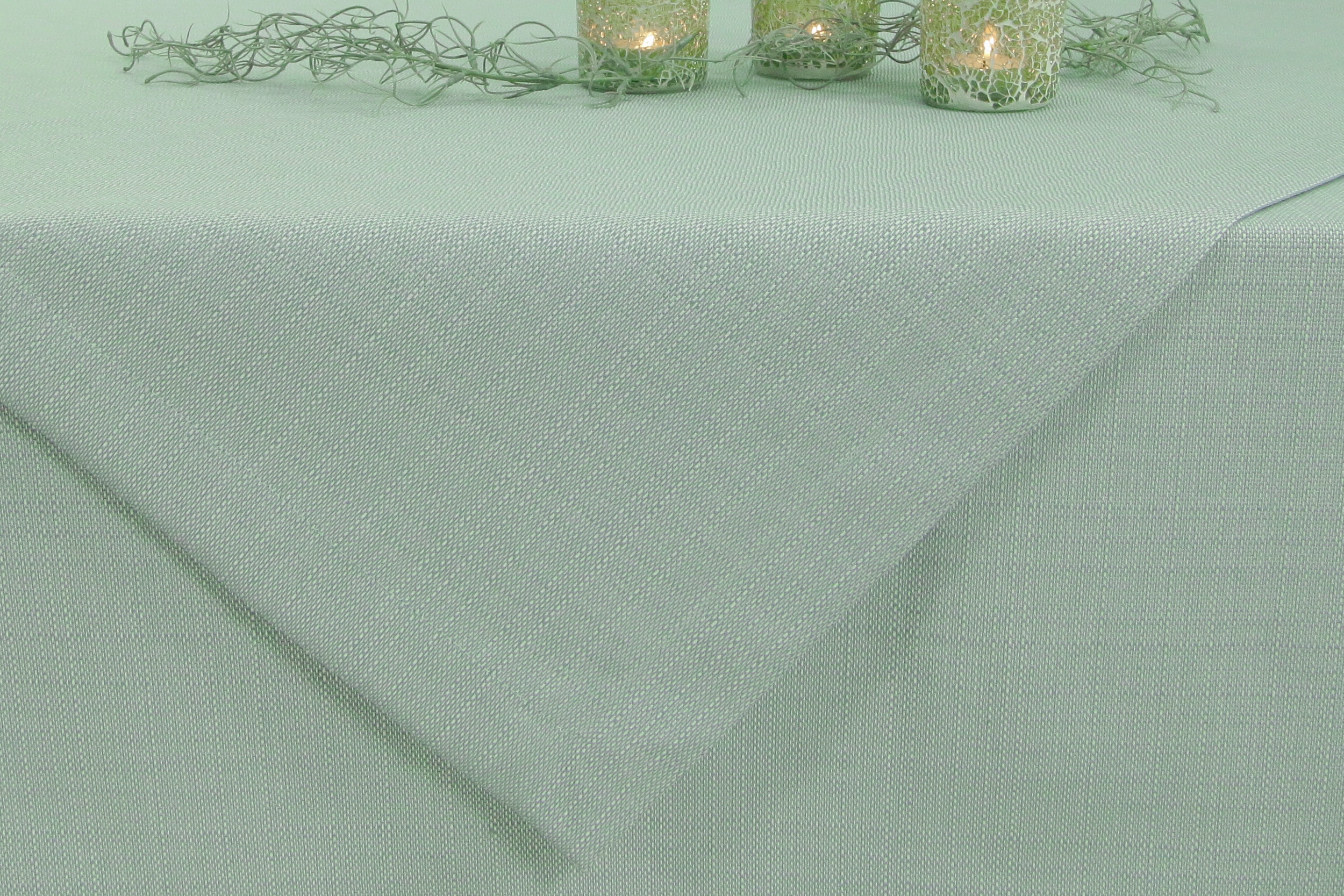Tischdecke mit Fleckschutz Evita Perlmint Uni ab 80x80 cm - 200x200 cm QUADRATISCH