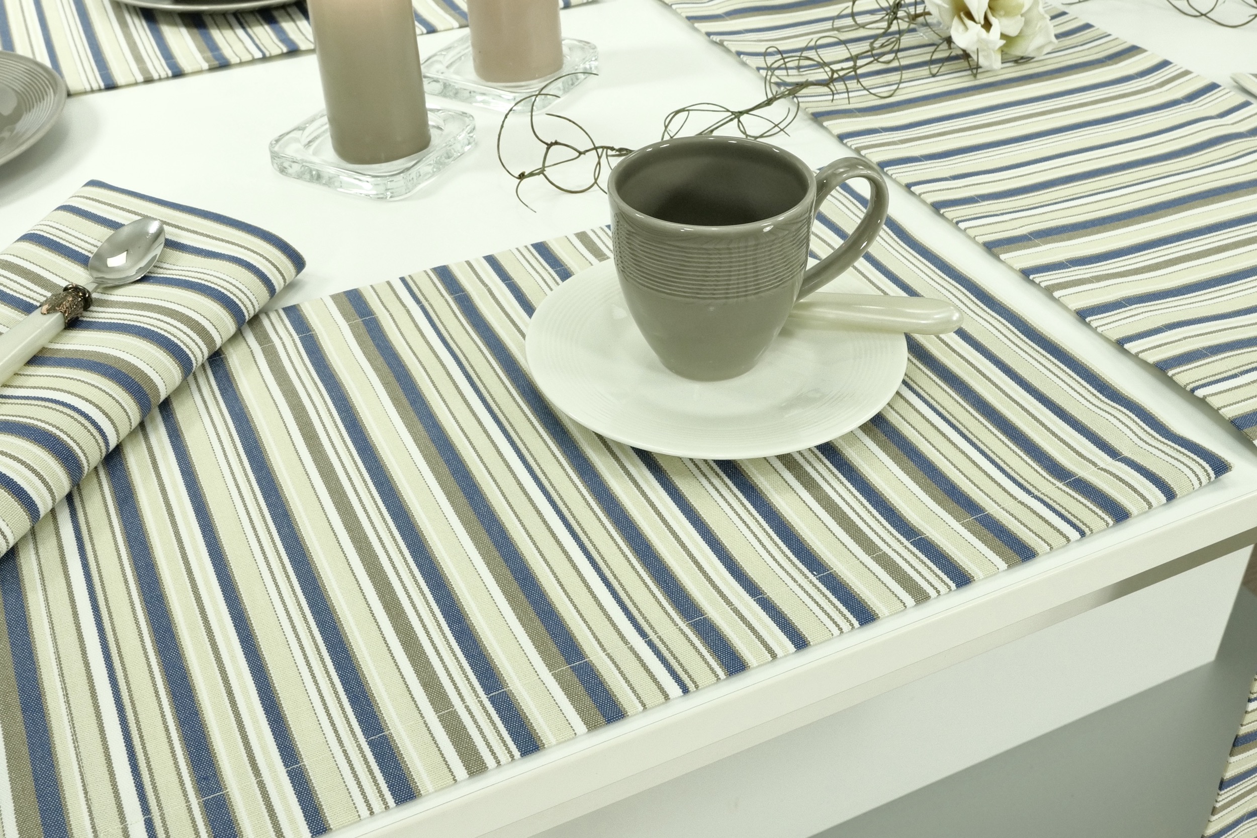 Tischset mit Fleckschutz Blau striped Outside Größe 30x48 cm Platzset