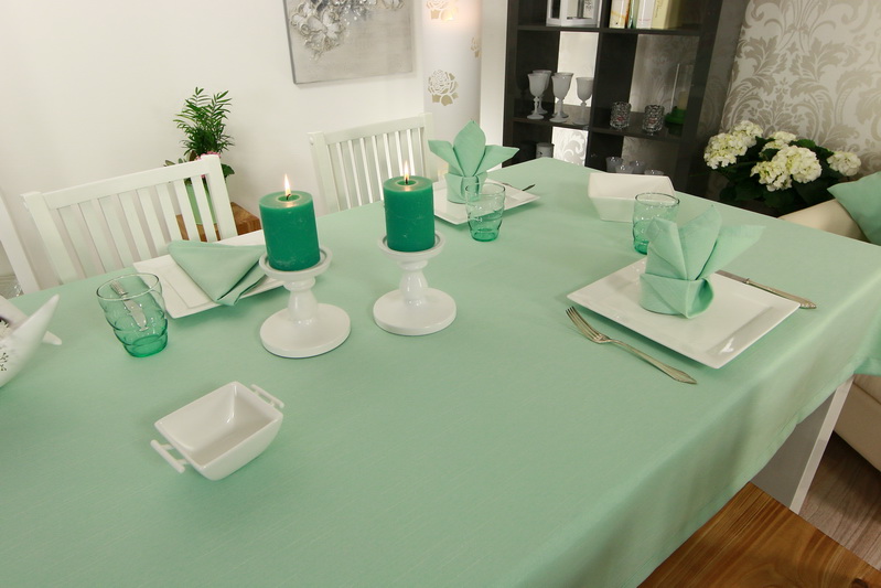 Tischdecke Mint Grün mit Fleckschutz Nia Breite 140 cm