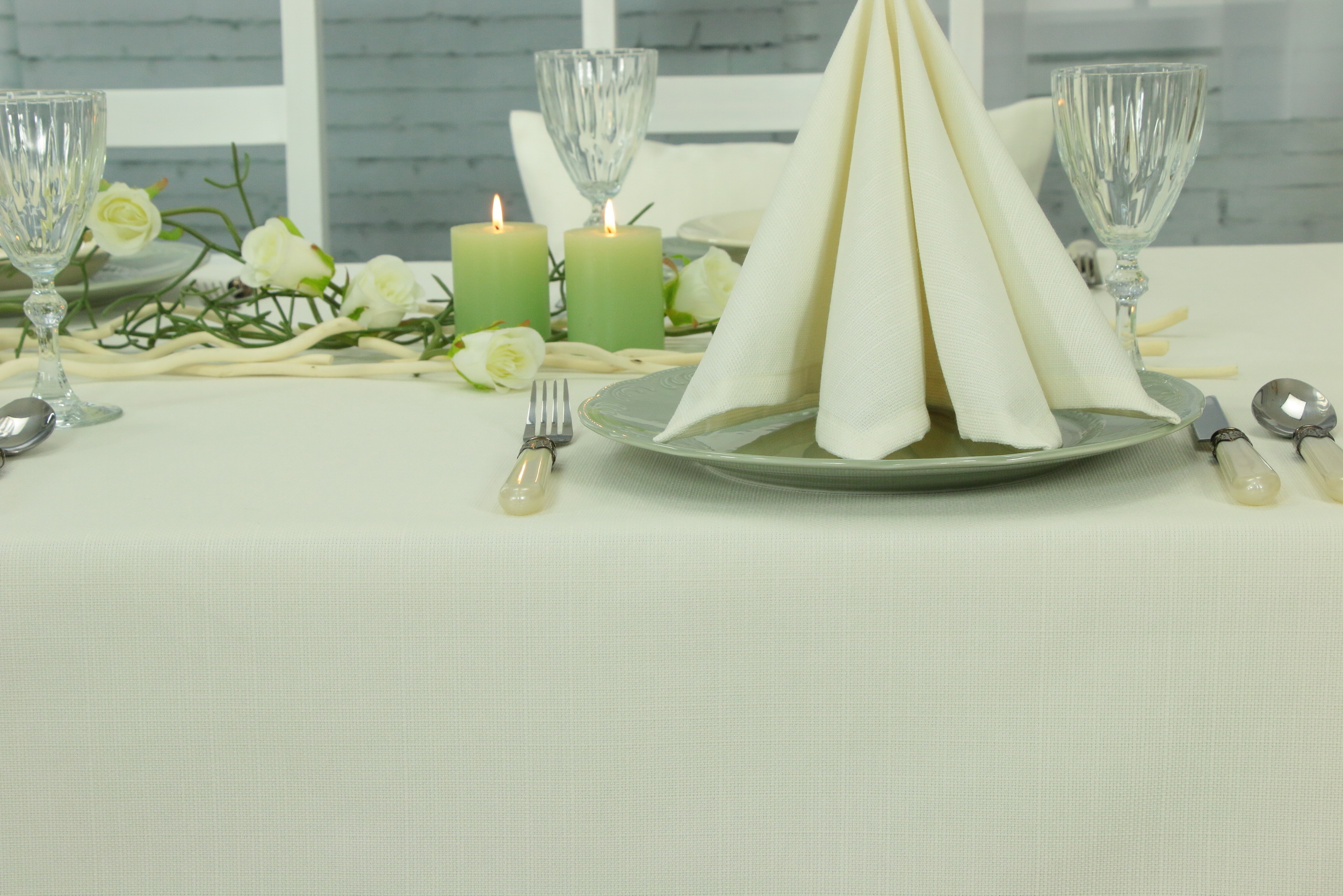 Tischdecke mit Fleckschutz Evita Perlcreme uni Breite 110 cm